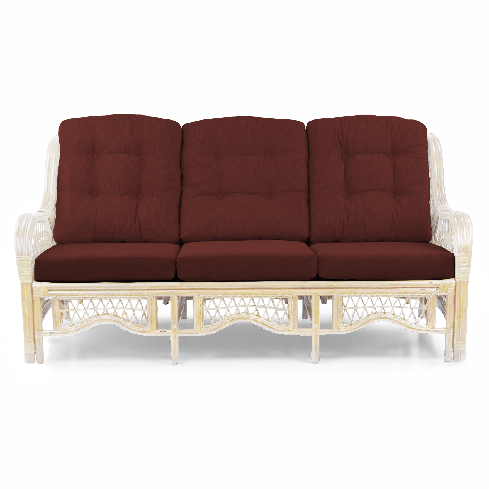 Malibu Handmade 3-Seater Natural Rattan Wicker, Medium Brown